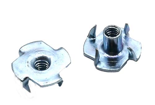 F-60554L 1/4-20 X 7/16 LONG BARRELL ZINC PLATED T-NUT WITH 4-PRONGS