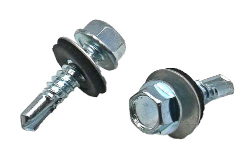 1/4 X 2 ZINC PLATED HEX WASHER HEAD DRILLER SCREW WITH NEOPRENE BONDED WASHER