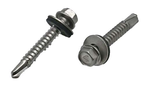 #10 X 1 STAINLESS STEEL HEX WASHER HEAD (#3 POINT) DRILLER SCREW GRADE 410 - W/ BONDED WASHER