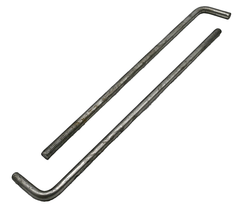 1/2-13 X 12 STAINLESS STEEL L-ANCHOR BOLT 1 HOOK 2 THREAD GRADE 304