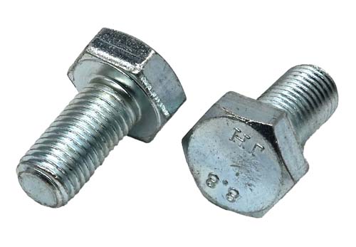M8-1.00 X 10MM ZINC PLATED HEX HEAD BOLT GRADE 8.8