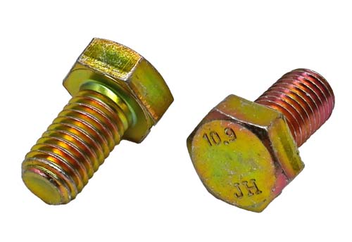 M8-1.25 X 10MM ZINC/YELLOW HEX HEAD BOLT GRADE 10.9