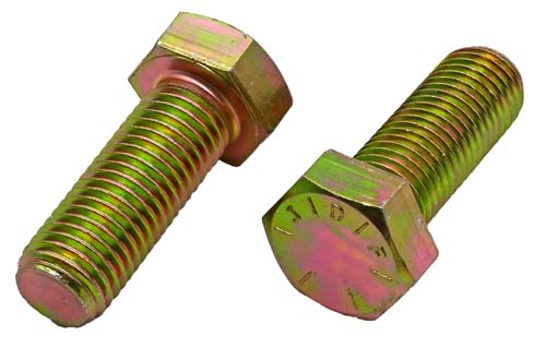 1-8 X 3 ZINC/YELLOW HEX HEAD BOLT GRADE 8
