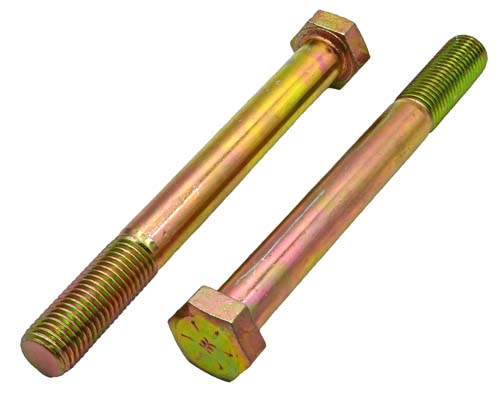 1-8 X 9-1/2 ZINC/YELLOW HEX HEAD BOLT GRADE 8