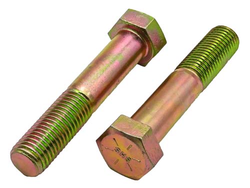 1-1/8 -7 X 6 ZINC/YELLOW HEX HEAD BOLT GRADE 8