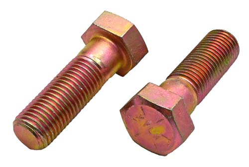 1-1/4 -7 X 4 ZINC/YELLOW HEX HEAD BOLT GRADE 8