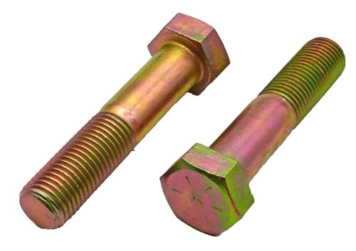 1-1/4 -7 X 6 ZINC/YELLOW HEX HEAD BOLT GRADE 8