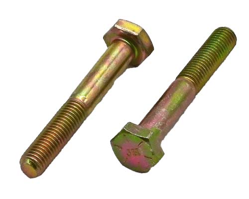 1/4-28 X 1-3/4 ZINC/YELLOW HEX HEAD BOLT GRADE 8