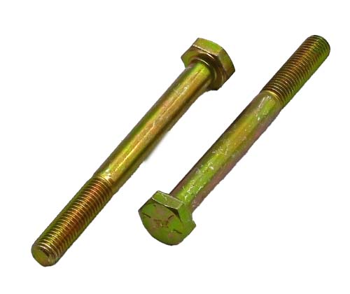 1/4-28 X 2-1/2 ZINC/YELLOW HEX HEAD BOLT GRADE 8