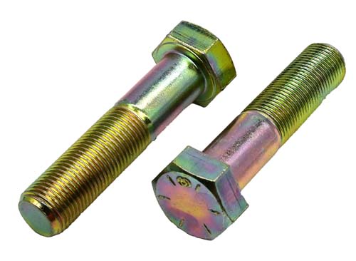5/8-18 X 2-1/2 ZINC/YELLOW HEX HEAD BOLT GRADE 8