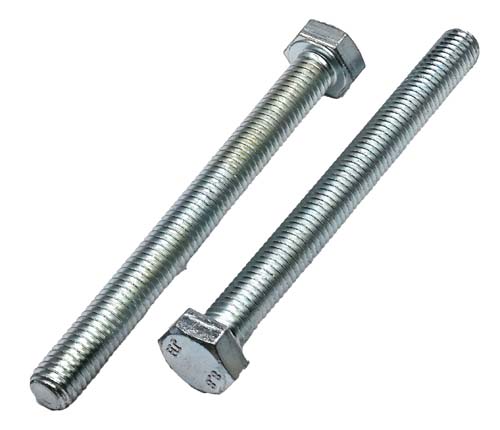 M8-1.25 X 80MM ZINC PLATED FULL THREAD HEX HEAD TAP BOLT GRADE 8.8