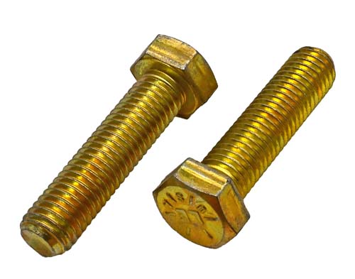 5/8-11 X 2-1/2 ZINC/YELLOW FULL THREAD HEX HEAD TAP BOLT GRADE 8
