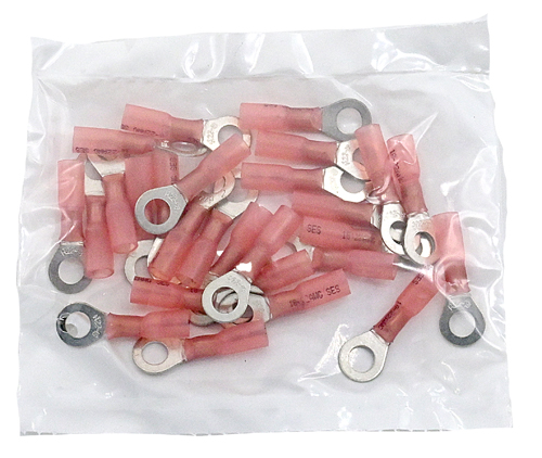 HEAT SHRINK 1/4 RING RED 22-18 GAUGE / BAG QUANTITY: 50 PIECES