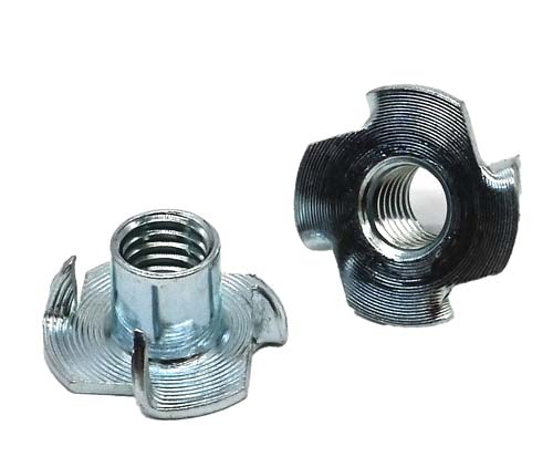 1/4-20 X 7/16 LONG BARRELL ZINC PLATED T-NUT WITH 4-PRONGS