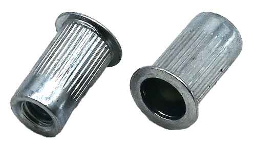 #8-32 ZINC/YELLOW SHORT (.020" - .080" GRIP) RIBBED NUTSERT